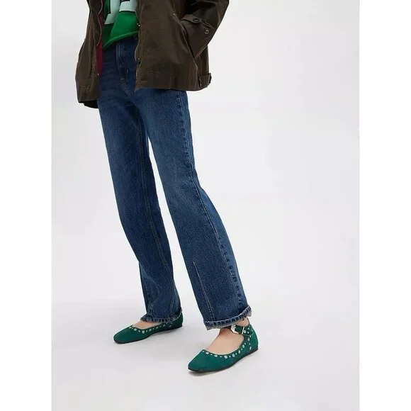 Free People Women's Mystic Mary Jane Deep Teal Flats NWOB (MSRP 148) Size 6.5 - Picture 3 of 7